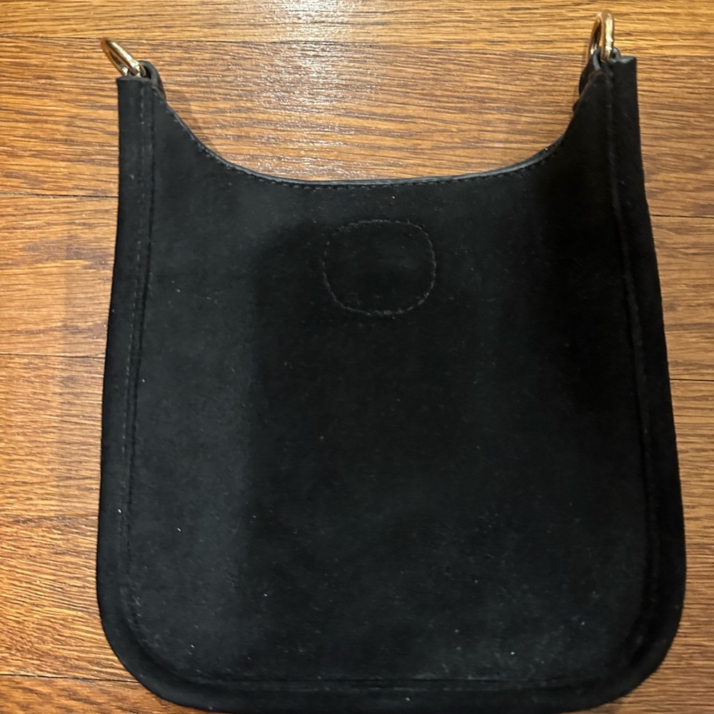 NEW AHDORNED mini faux suede messenger bag in black ( without tags)